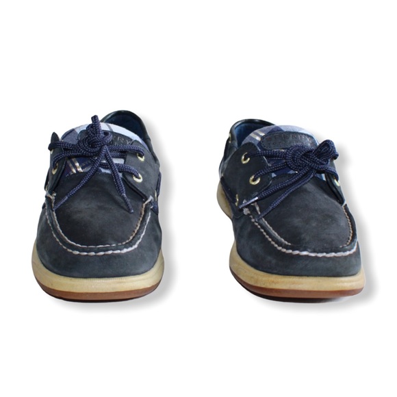 Sperry Topsider Navy Suede Plaid Boat Shoes 9 - Picture 4 of 13
